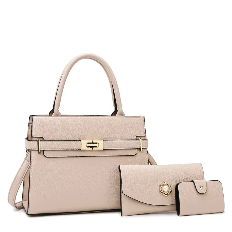 Set de 3 Pièces ou Grand Sac à Main pour Femme - Grande Capacité, Sacs Bandoulière et Petit Porte-Monnaie en Cuir de Qualité Style Lux