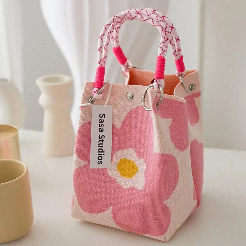 Sac à Main Élégant en Tricot à Pois - Fermoir Aimanté 3D et Style Polyvalent 2026