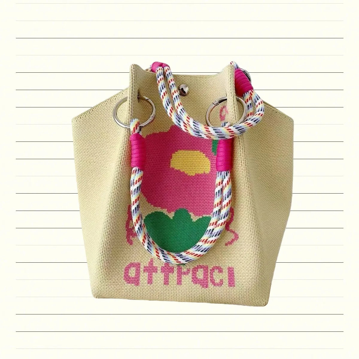 2026 Sac à Main Tendance en Maille - Cabas Casual avec Fermoir Aimanté et Motifs Originaux pour Femme