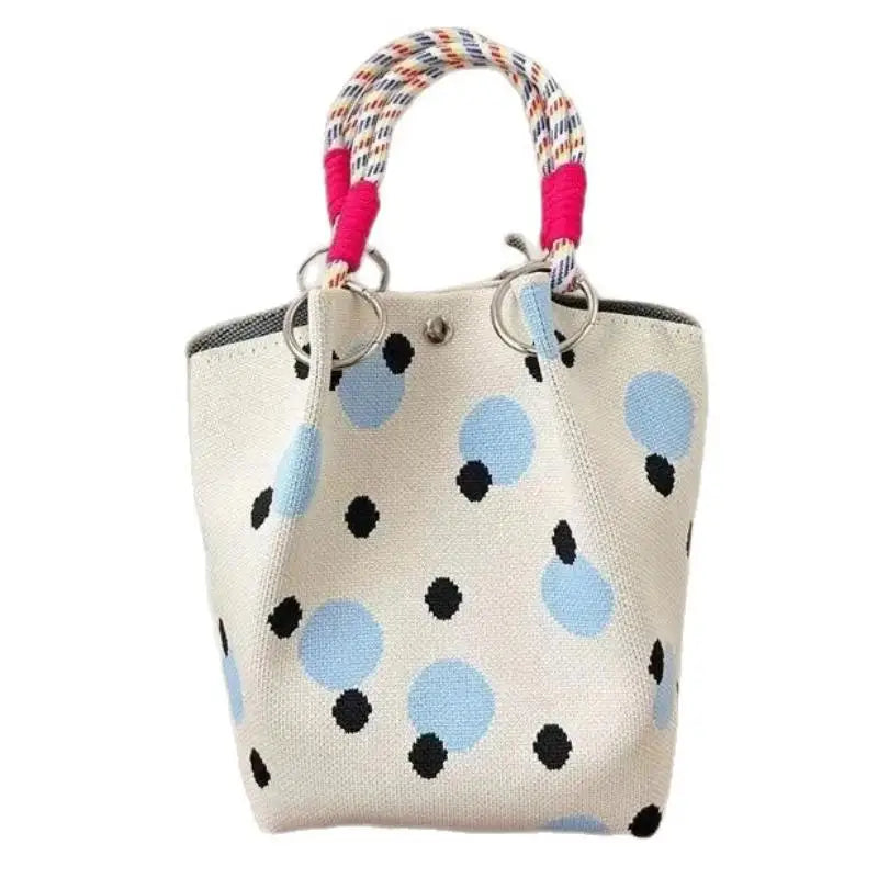 Sac à Main Élégant en Tricot à Pois - Fermoir Aimanté 3D et Style Polyvalent 2026