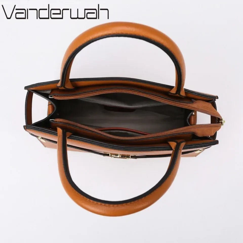 Set de 3 Pièces ou Grand Sac à Main pour Femme - Grande Capacité, Sacs Bandoulière et Petit Porte-Monnaie en Cuir de Qualité Style Lux