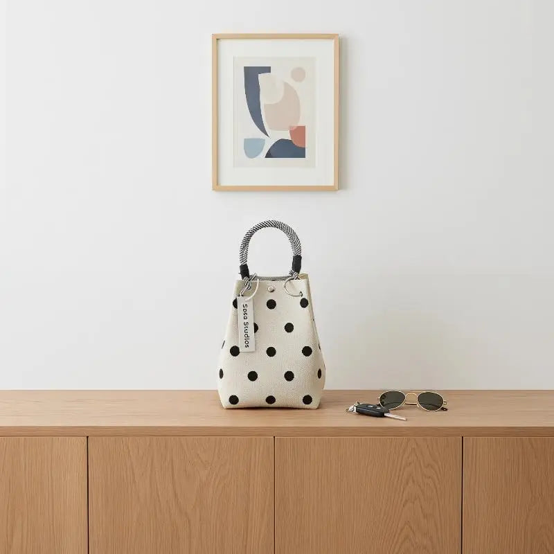 Sac à Main Élégant en Tricot à Pois - Fermoir Aimanté 3D et Style Polyvalent 2026