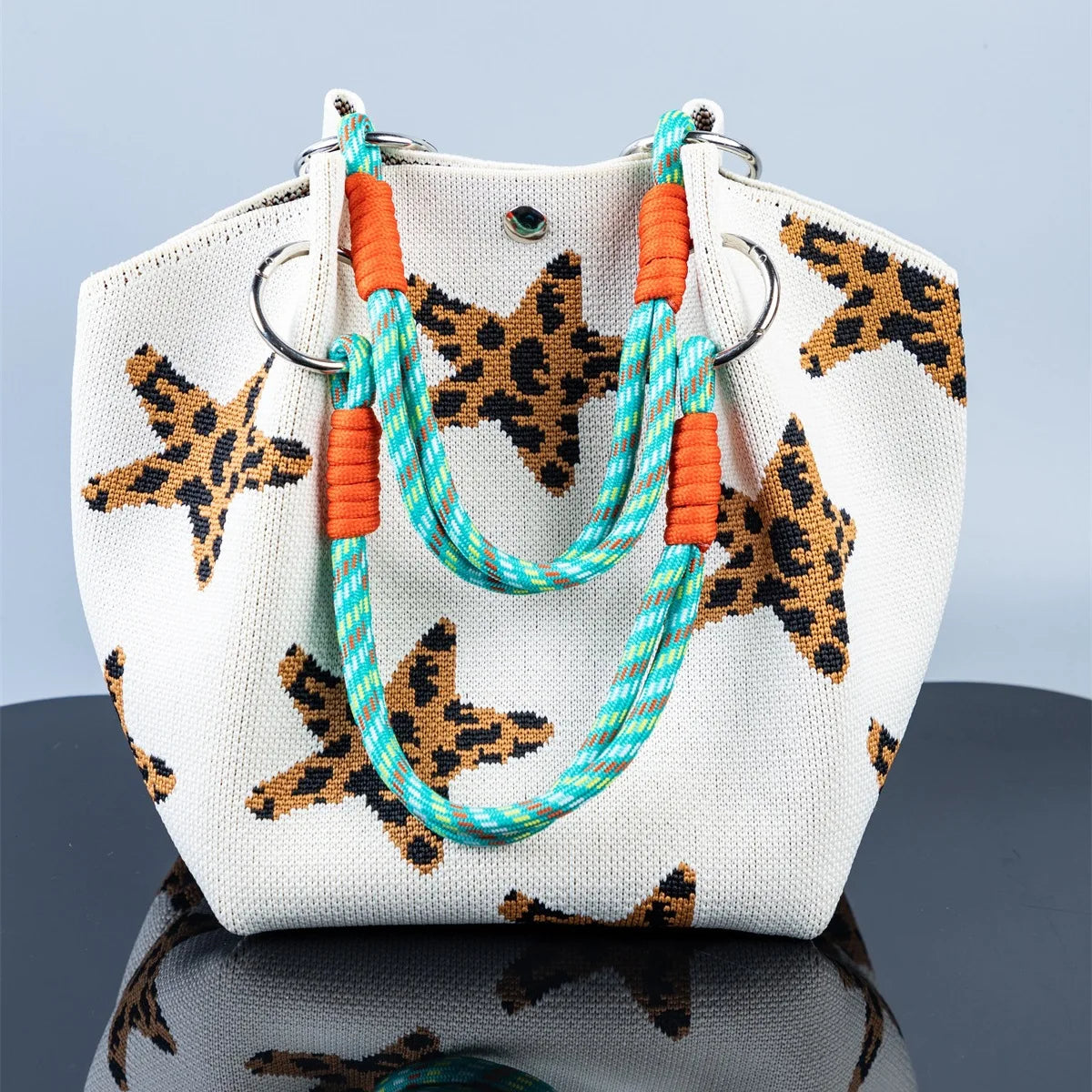 2026 Sac à Main Tendance en Maille - Cabas Casual avec Fermoir Aimanté et Motifs Originaux pour Femme