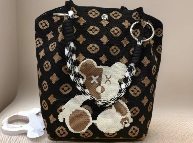 2026 Sac à Main Tendance en Maille - Cabas Casual avec Fermoir Aimanté et Motifs Originaux pour Femme