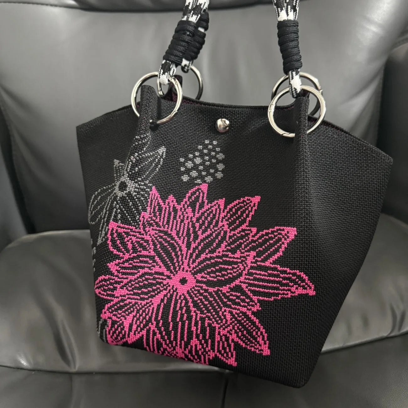 2026 Sac à Main Tendance en Maille - Cabas Casual avec Fermoir Aimanté et Motifs Originaux pour Femme