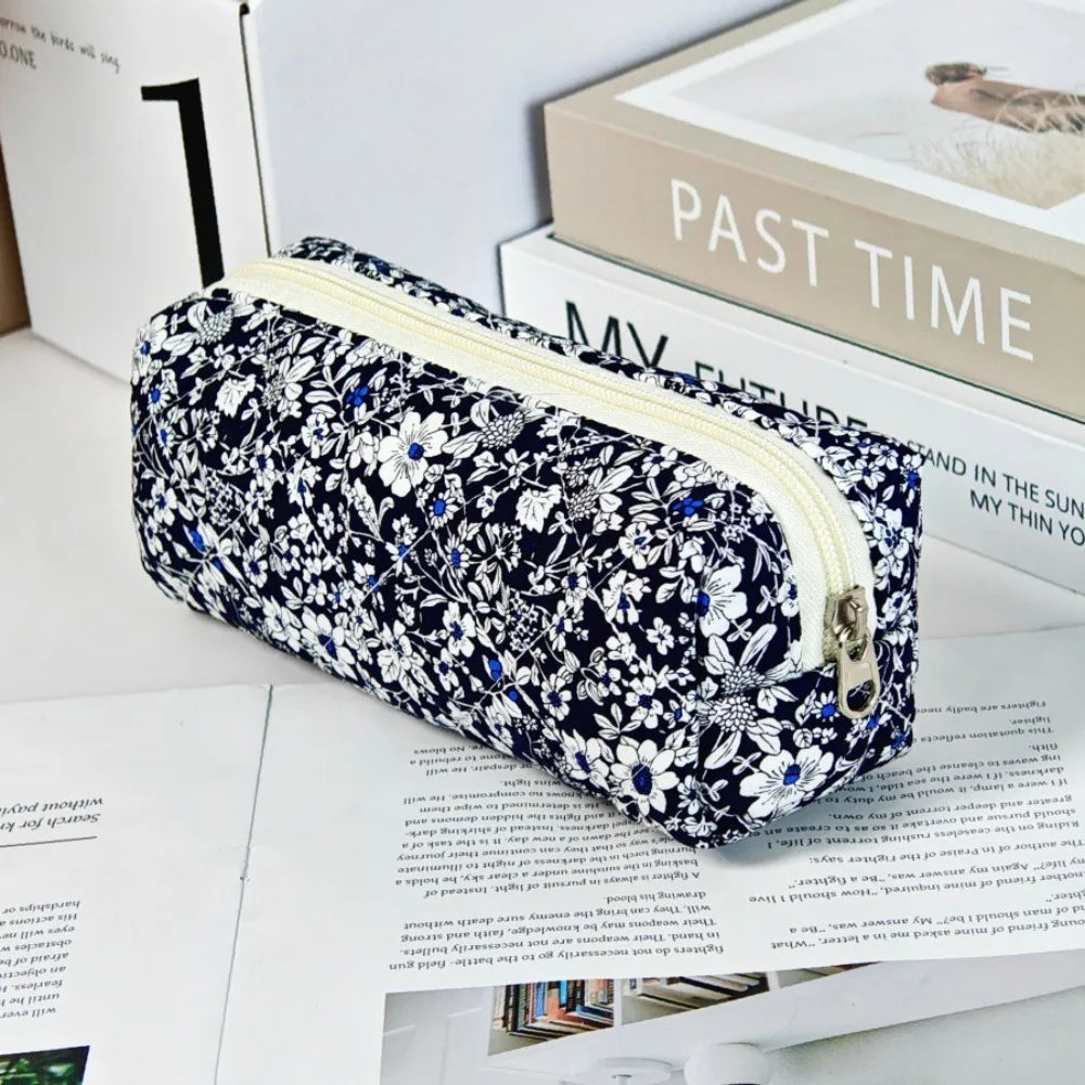 Trousse de Maquillage Rétro à Fleurs - Grande Ouverture, Pochette de Voyage Imperméable pour Cosmétiques et Articles de Toilette