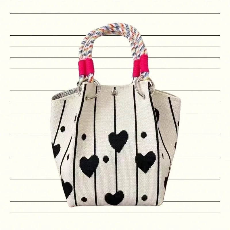 2026 Sac à Main Tendance en Maille - Cabas Casual avec Fermoir Aimanté et Motifs Originaux pour Femme