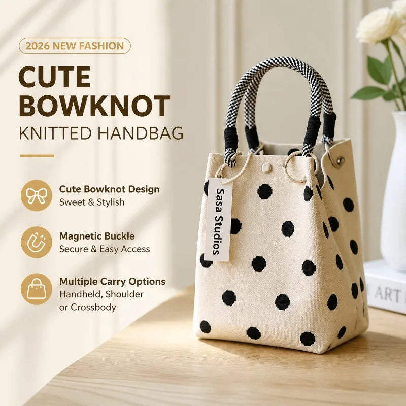 2026 Sac à Main Tendance en Maille - Cabas Casual avec Fermoir Aimanté et Motifs Originaux pour Femme
