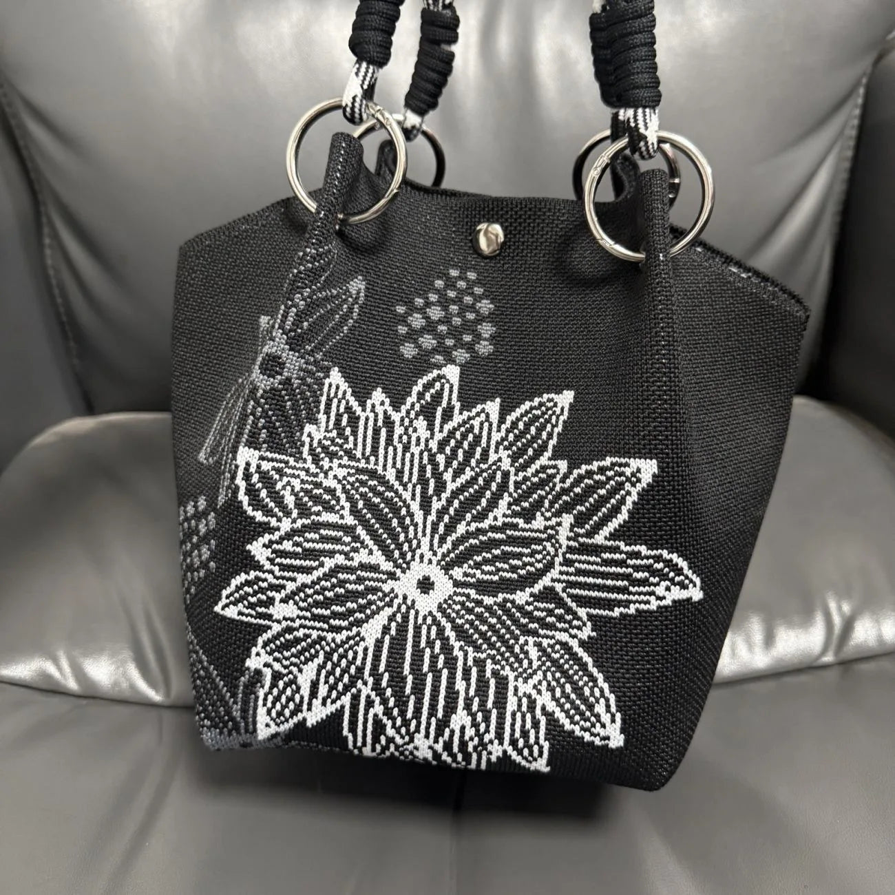 2026 Sac à Main Tendance en Maille - Cabas Casual avec Fermoir Aimanté et Motifs Originaux pour Femme