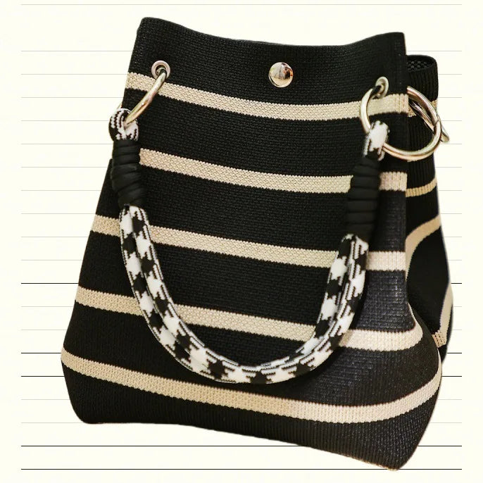 2026 Sac à Main Tendance en Maille - Cabas Casual avec Fermoir Aimanté et Motifs Originaux pour Femme
