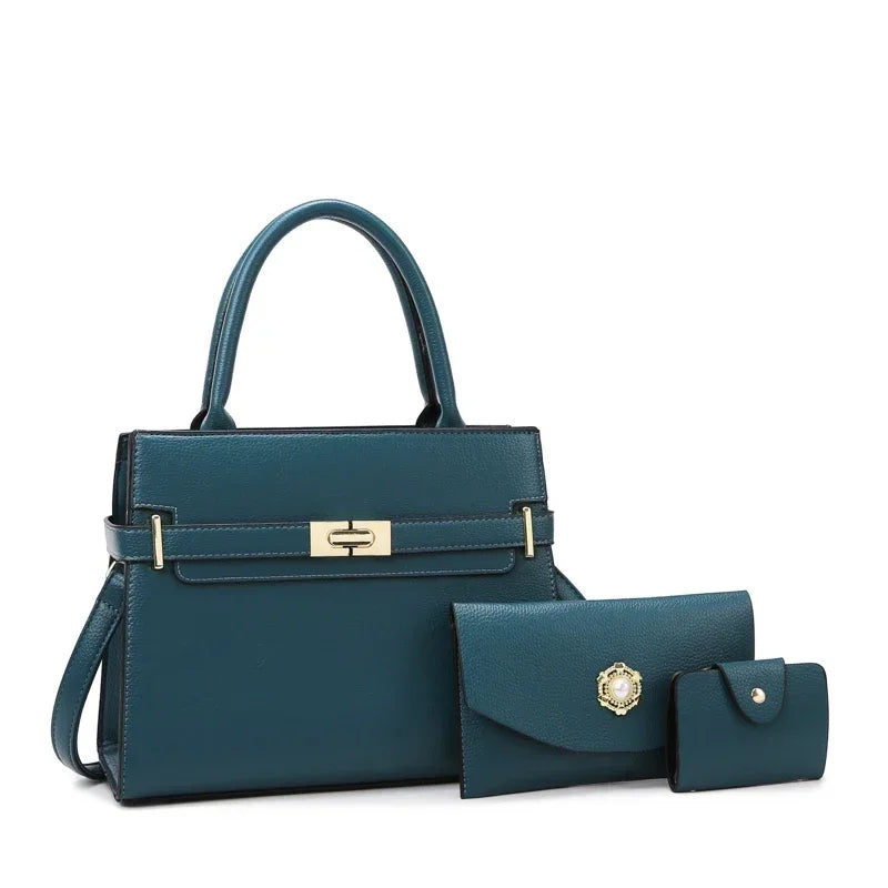 Set de 3 Pièces ou Grand Sac à Main pour Femme - Grande Capacité, Sacs Bandoulière et Petit Porte-Monnaie en Cuir de Qualité Style Lux