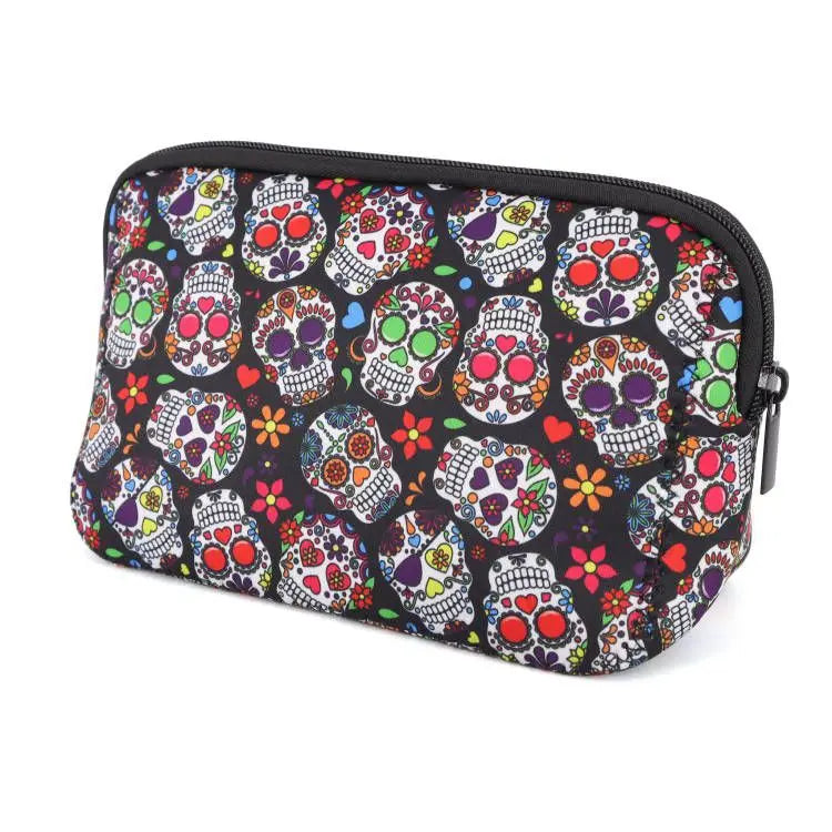 rousse de Maquillage Imperméable en Néoprène - Pochette de Voyage Portable, Organisateur de Toilette ou Trousse à Crayons (Motifs Originaux)