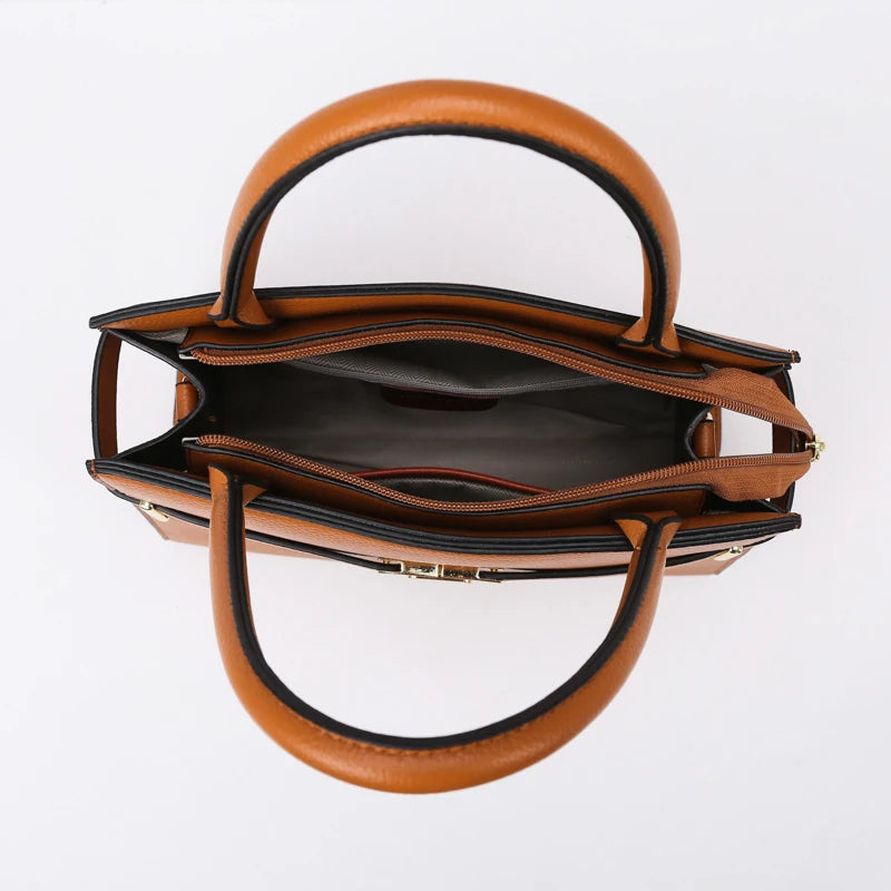 Set de 3 Pièces - Grand Sac à Main, Sac Bandoulière et Porte-Monnaie en Cuir PU - Style Vintage et Luxueux