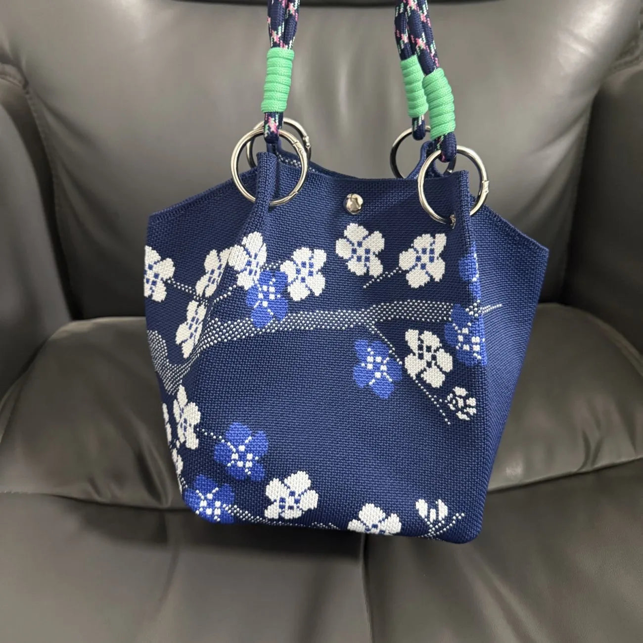 2026 Sac à Main Tendance en Maille - Cabas Casual avec Fermoir Aimanté et Motifs Originaux pour Femme